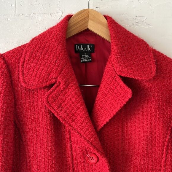 Red dress tweed blazer, fitted silk lined size 4 - Picture 3 of 5